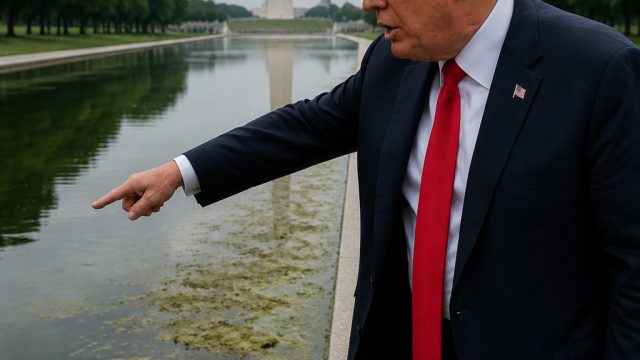 Trump Attributes Poor Reflecting Pool Condition to Vandalism